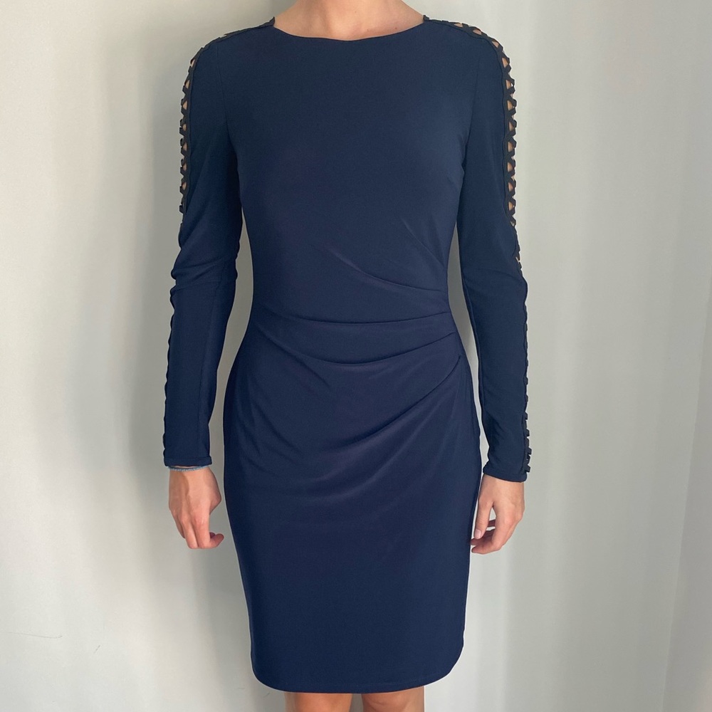 Ralph Lauren Size 4 Navy Dress with Black cut out sleeves
